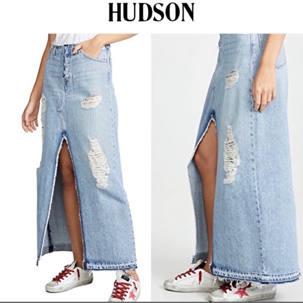 hudson maxi denim jean skirt